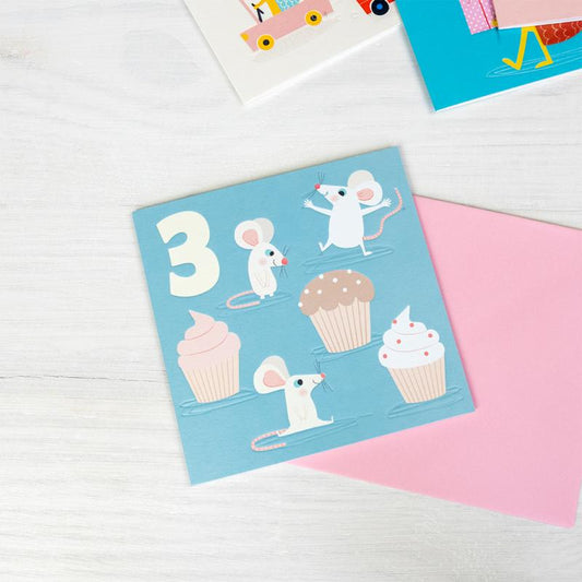 Age 3 Birthday Card Mouse