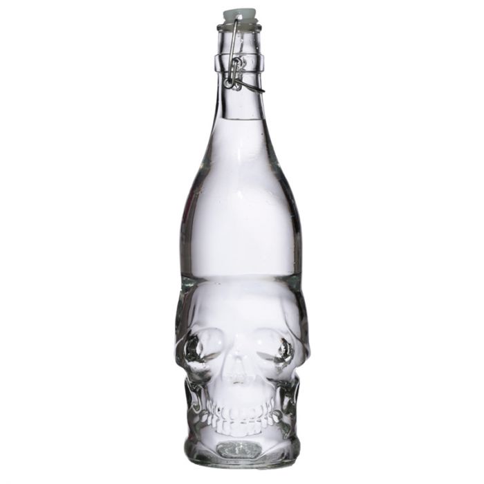 Skull & Roses Glass Bottle