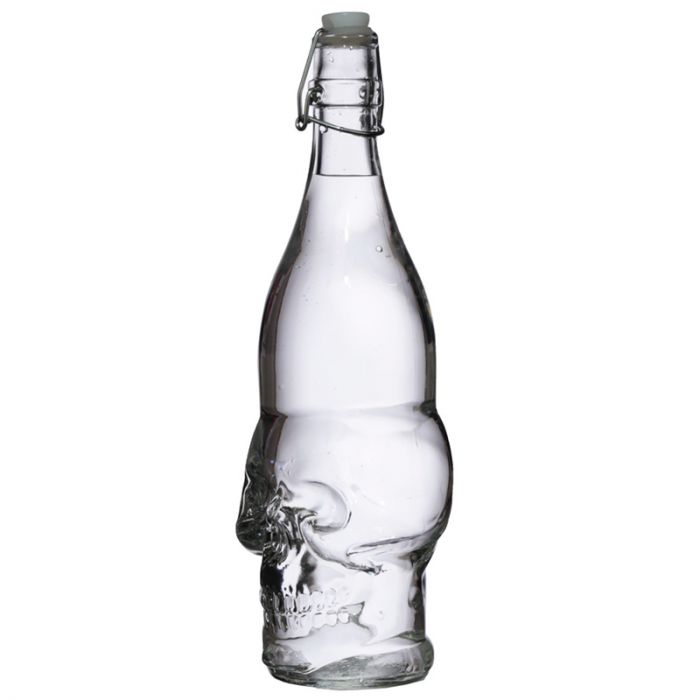 Skull & Roses Glass Bottle