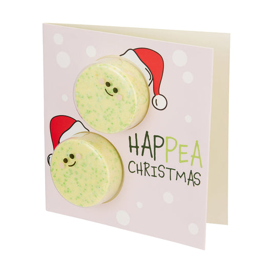 bubble t happea christmas card bath bomb front view highlighting novelty card and bath gift combination