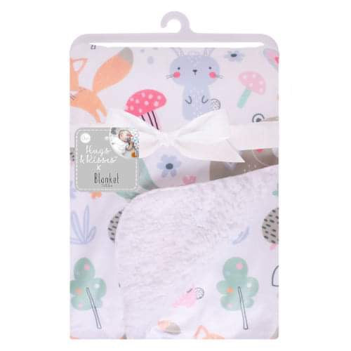 Woodland Print Sherpa Baby Blanket