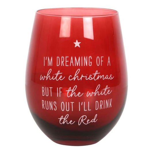 Red Christmas Stemless Wine Glass