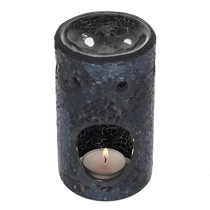 Black Pillar Crackle Glass Oil Burner