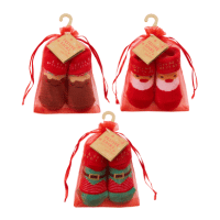Christmas Baby Socks In Organza Bag (Pair)