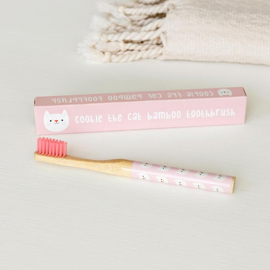 Children's Bamboo Toothbrush Cat Design