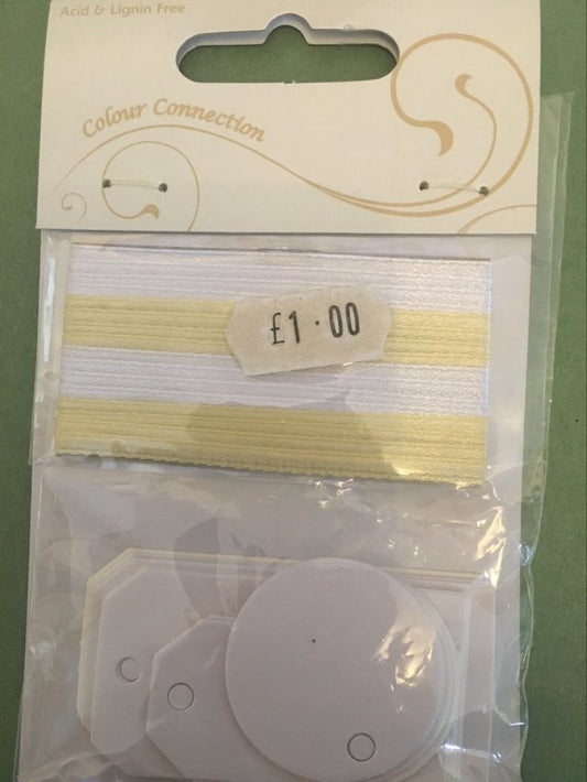 tags and ribbons for cards and scrap-booking white and cream decorative embellishments for crafting