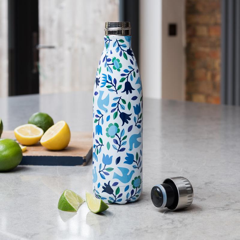 stainless steel doves water bottle with elegant dove design for reusable everyday hydration
