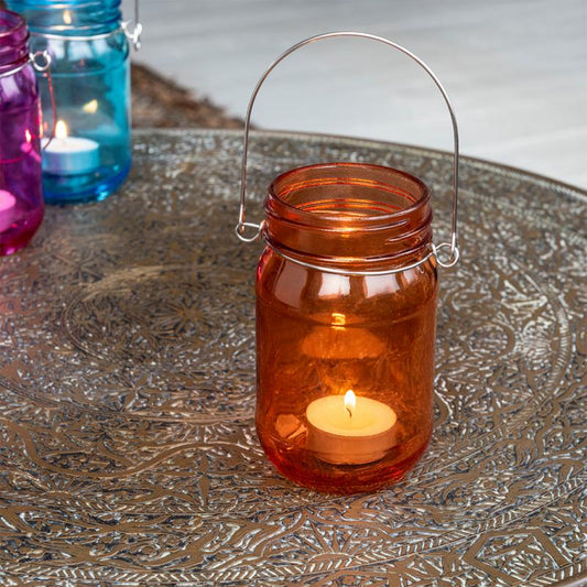 Jam Jar Tealight Holder (Choice Of Colour)