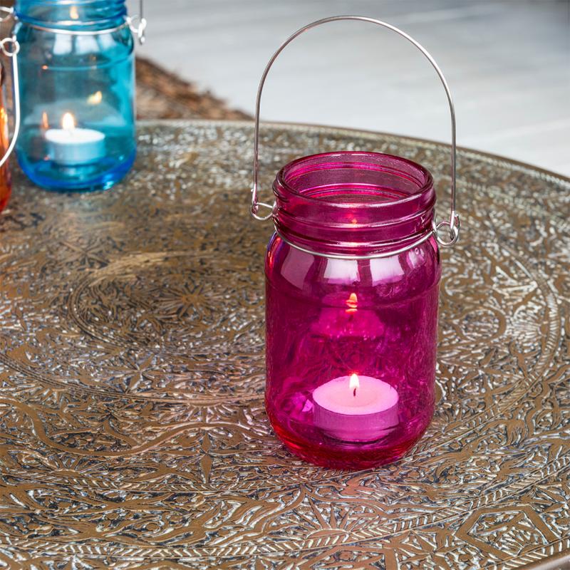 Jam Jar Tealight Holder (Choice Of Colour)