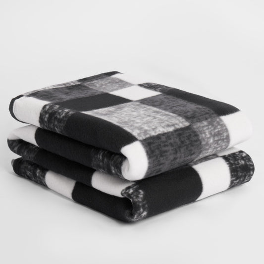 Tartan Check Monochrome Fleece Throw