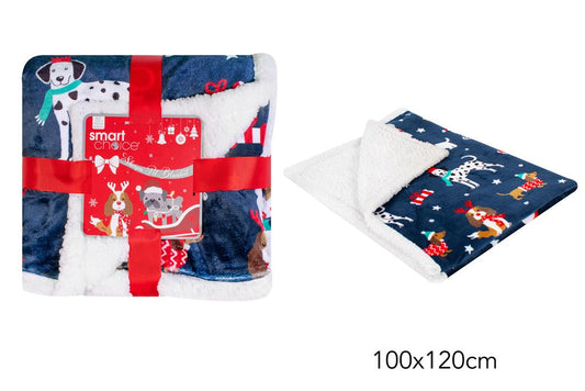 Christmas Dog Print Pet Blanket