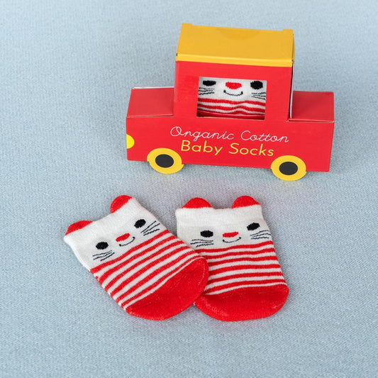 Baby Socks Red Cat (Pair)