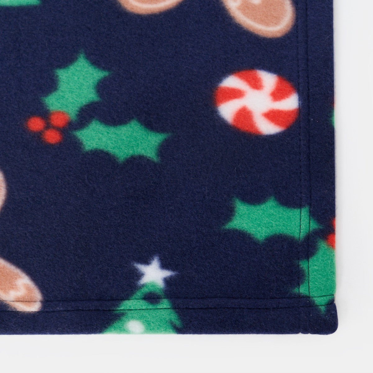 Navy Gingerbread Fleece Throw