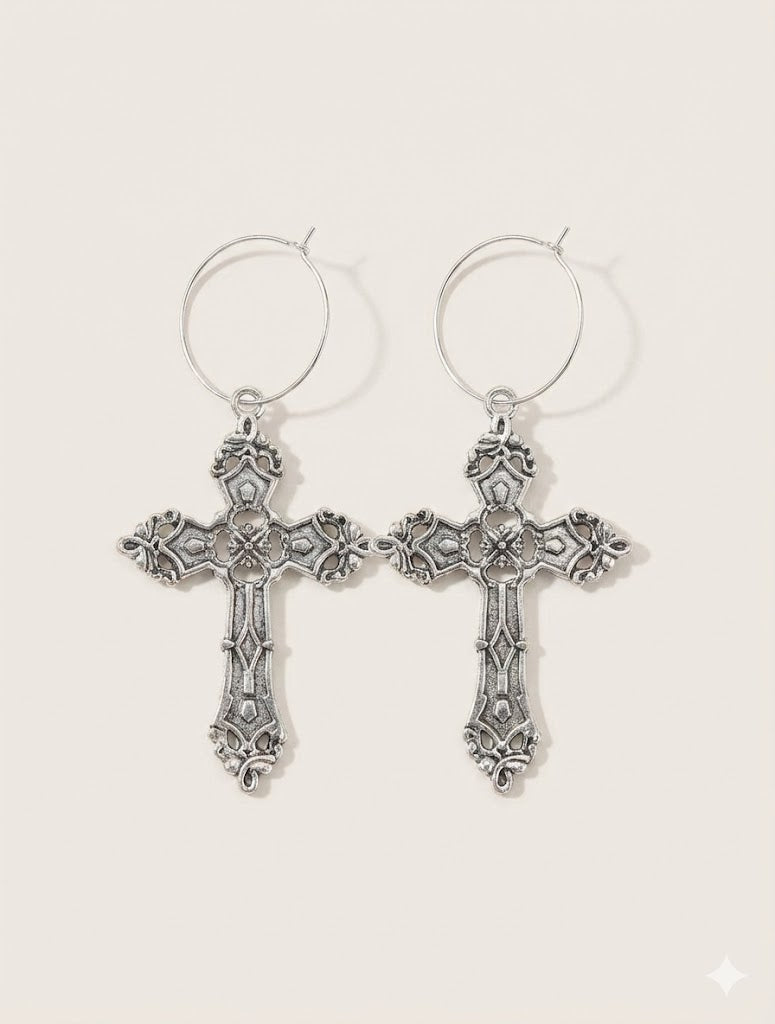 Cross Hoop Earrings