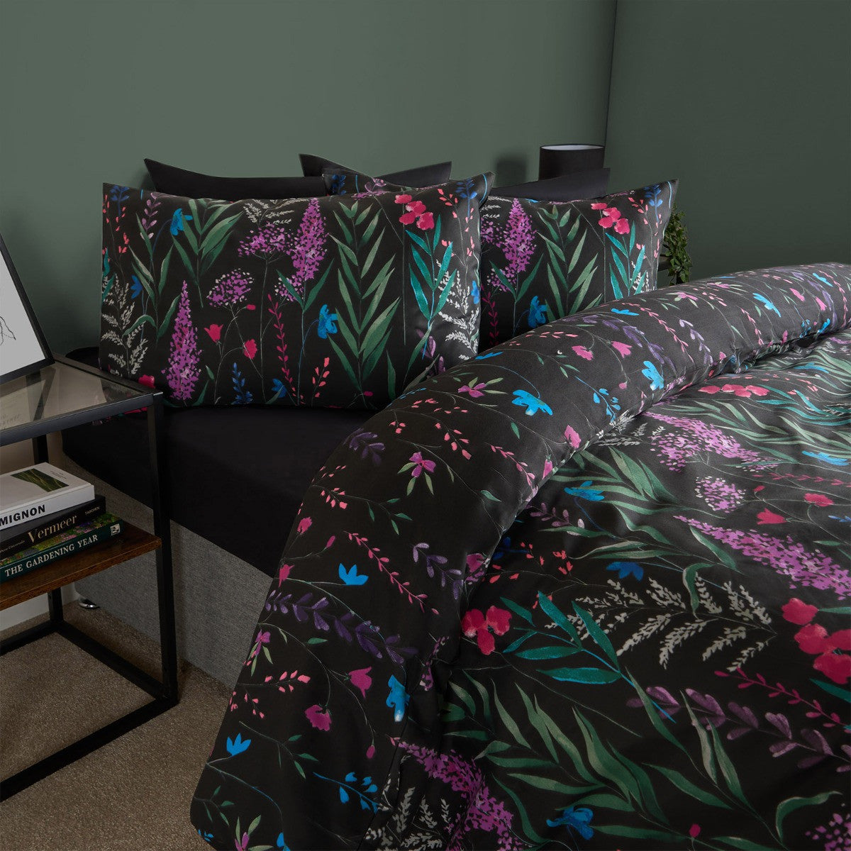 Black Floral Duvet Set - Super King