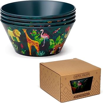 Animal Kingdom Set of 4 RPET Picnic Bowls