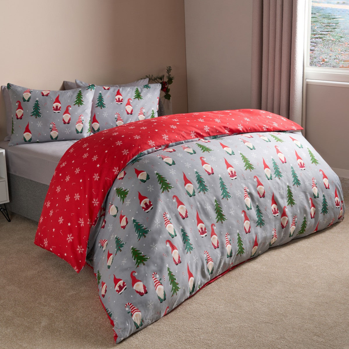 Christmas Gonk Duvet Set Grey- King