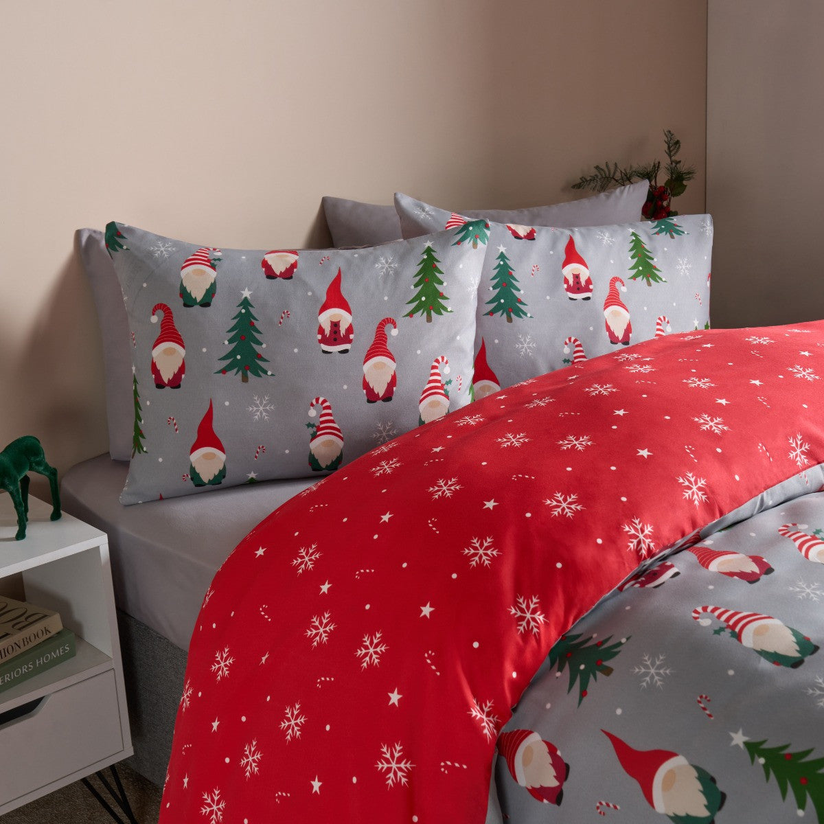 Christmas Gonk Duvet Set Grey- King