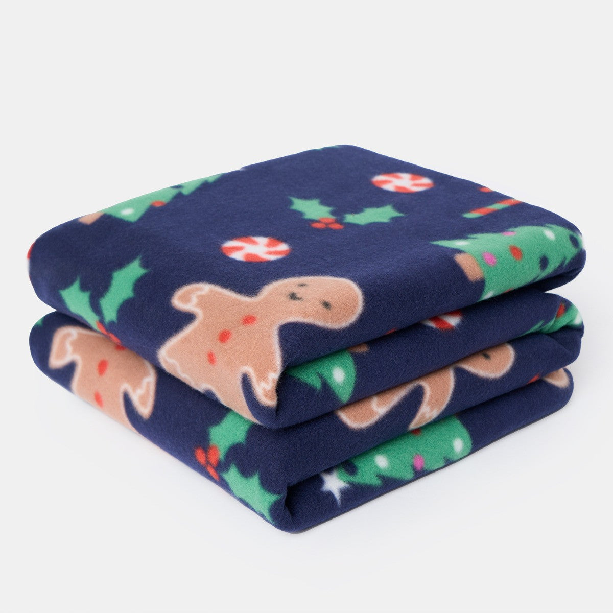 Navy Gingerbread Fleece Throw