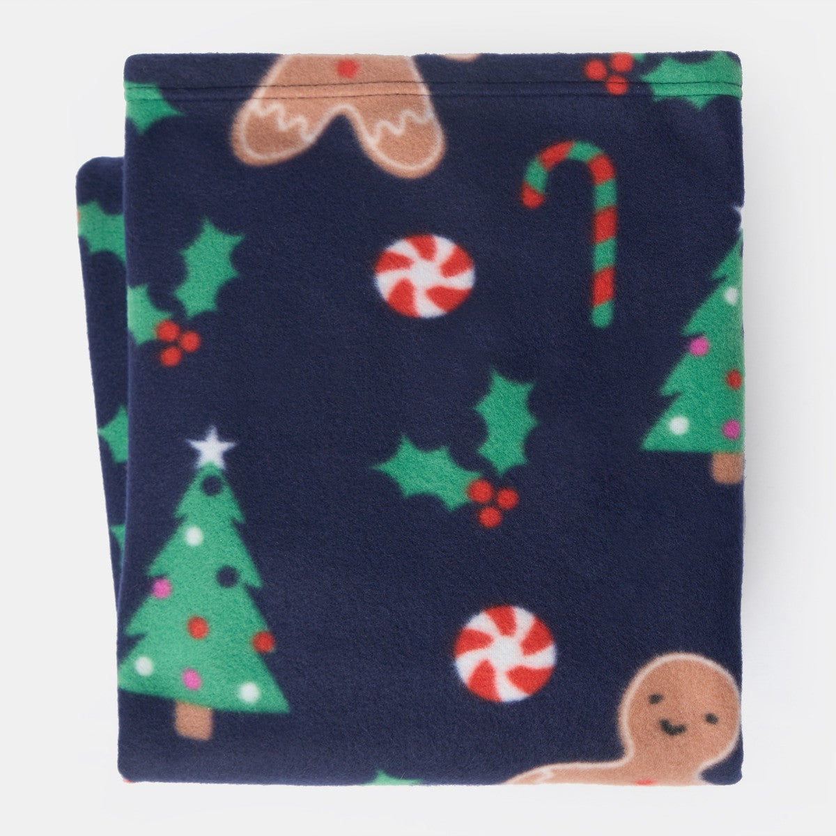Navy Gingerbread Fleece Throw