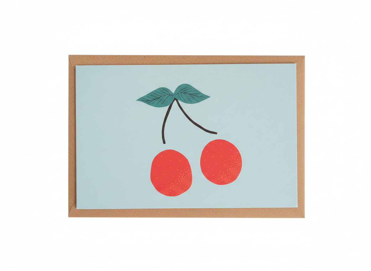 blank greeting card with cherry illustration simple natural design versatile card blank inside
