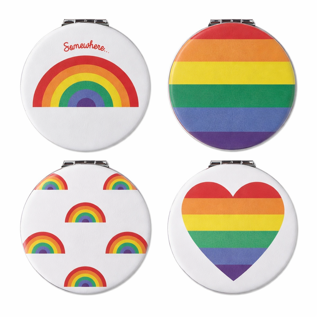 Compact Mirror Rainbow Leatherette