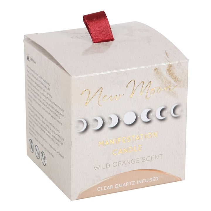 new moon wild orange crystal candle presented boxed ready for gifting