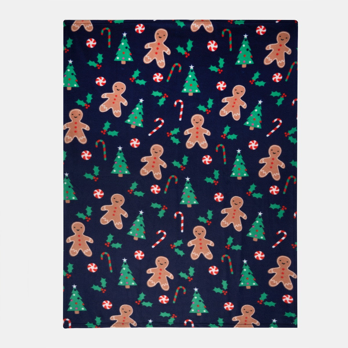 Navy Gingerbread Fleece Throw