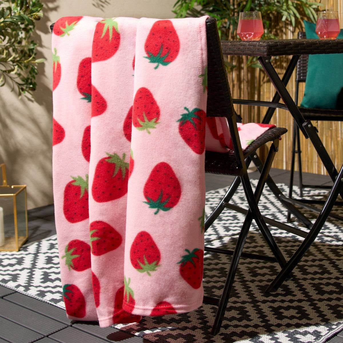 Strawberry Fleece Throw