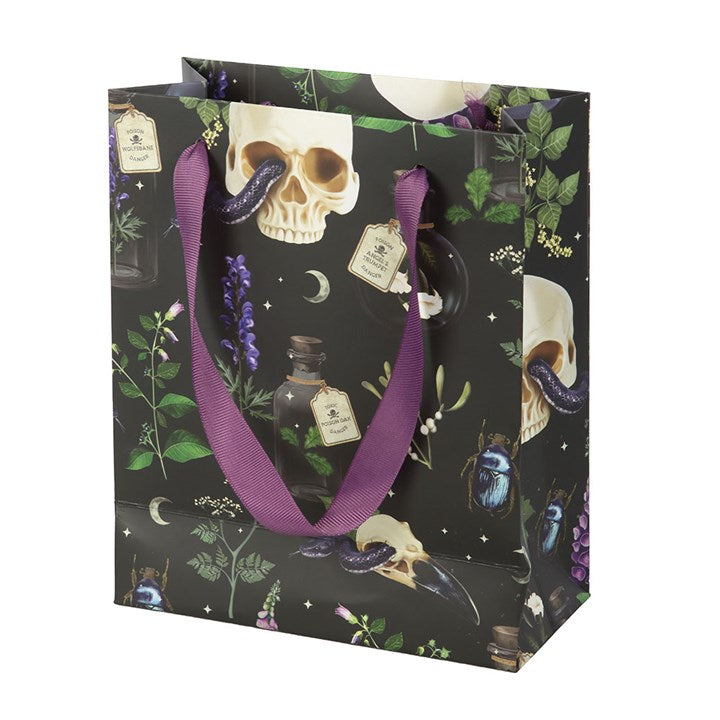 dark gothic paper gift bag suitable for candles mugs and alternative gifting