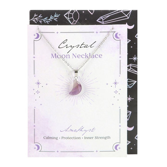 carded amethyst moon necklace gift set with matching envelope ready to gift
