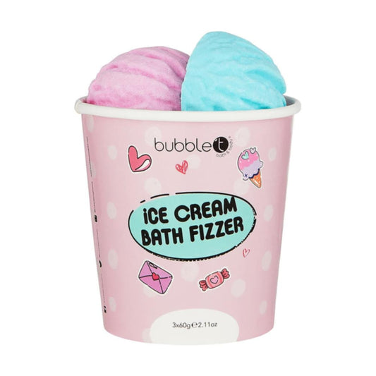 bubble t bath and shower sundae gift set contents showing bath fizzers