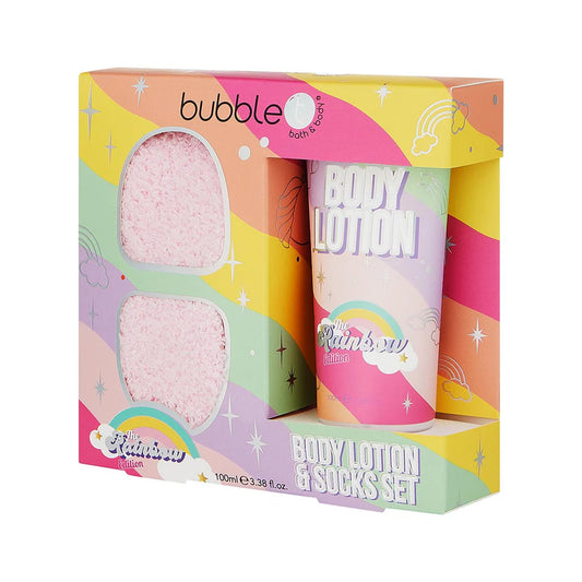 Bubble T Rainbow Sock & Body Lotion Gift Set