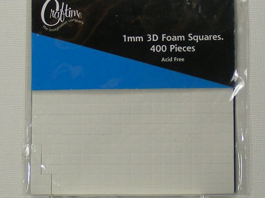 Craft Time 1mm 3D Foam Squares 400 Pieces Acid Free