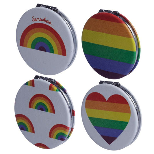Rainbow Leatherette Compact Mirror