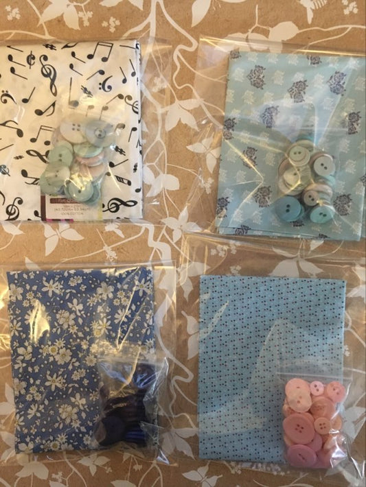 Singing The Blues Fat Quarter With Buttons