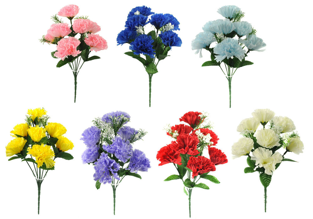 Bunch Of Flowers Artificial Silk Carnations With Gypsophila