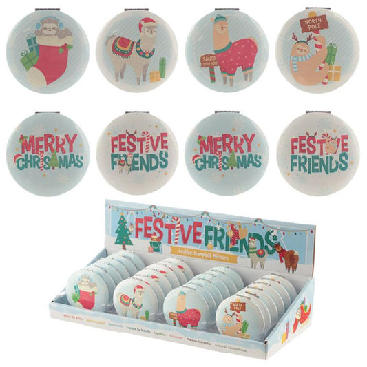 Festive Friends Christmas Animals Compact Mirror.