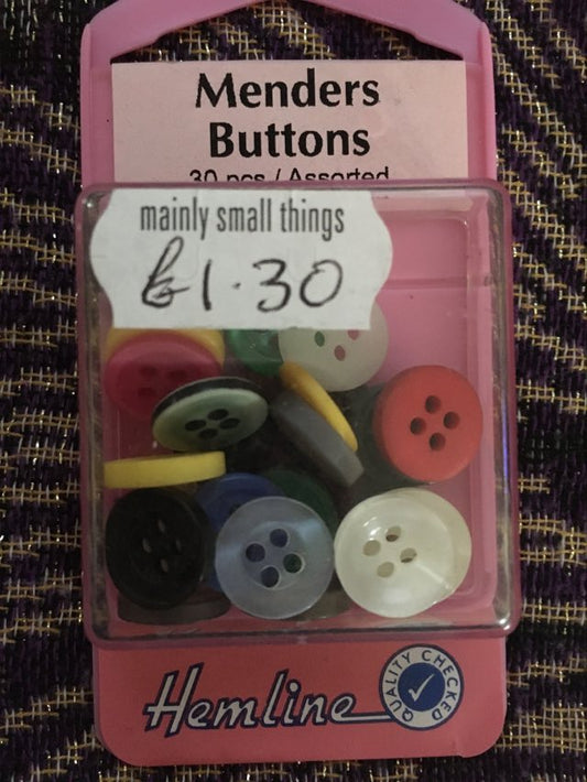Menders Buttons 30 Piece Assorted