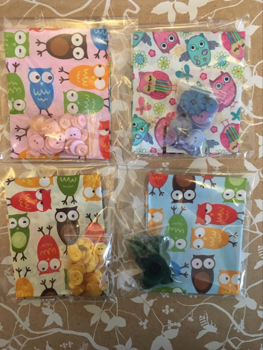Owl Fabric Fat Quarter With Buttons