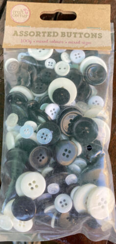 Assorted Black/White/Cream Buttons 100G