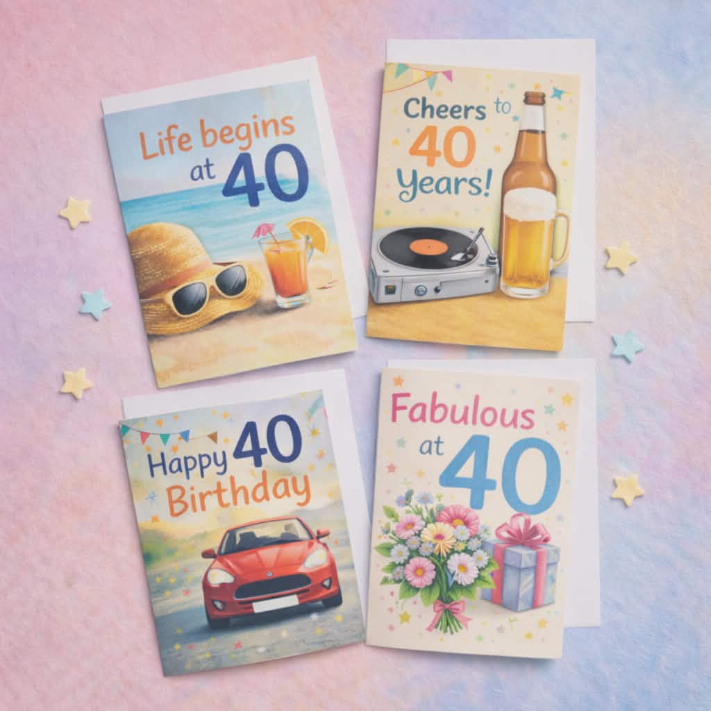 40th birthday cards collection featuring humorous elegant and thoughtful designs for milestone celebrations