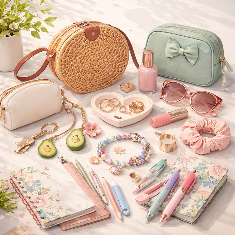 accessories collection featuring keyrings mirrors keepsakes and practical gift finishing touches