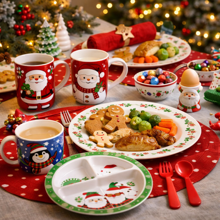 christmas tableware collection featuring festive plates bowls cups and serving pieces for seasonal dining