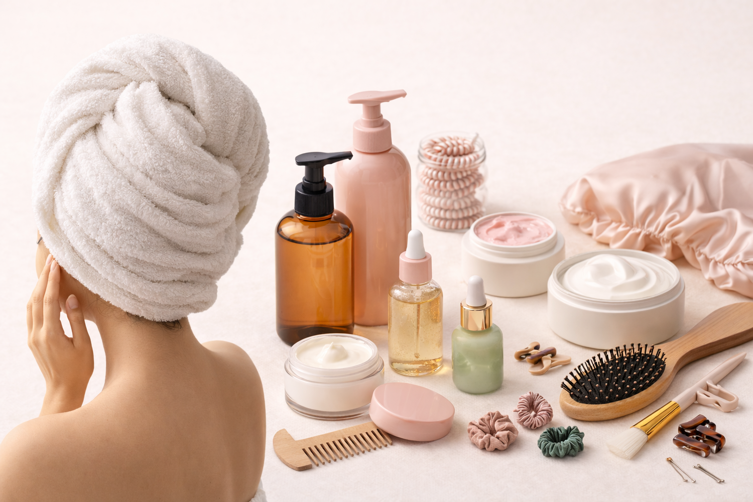 hair care products and accessories collection featuring nourishing treatments and everyday hair essentials