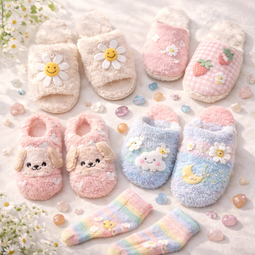 slippers socks and snuggly things collection featuring cosy comfort essentials for relaxing at home