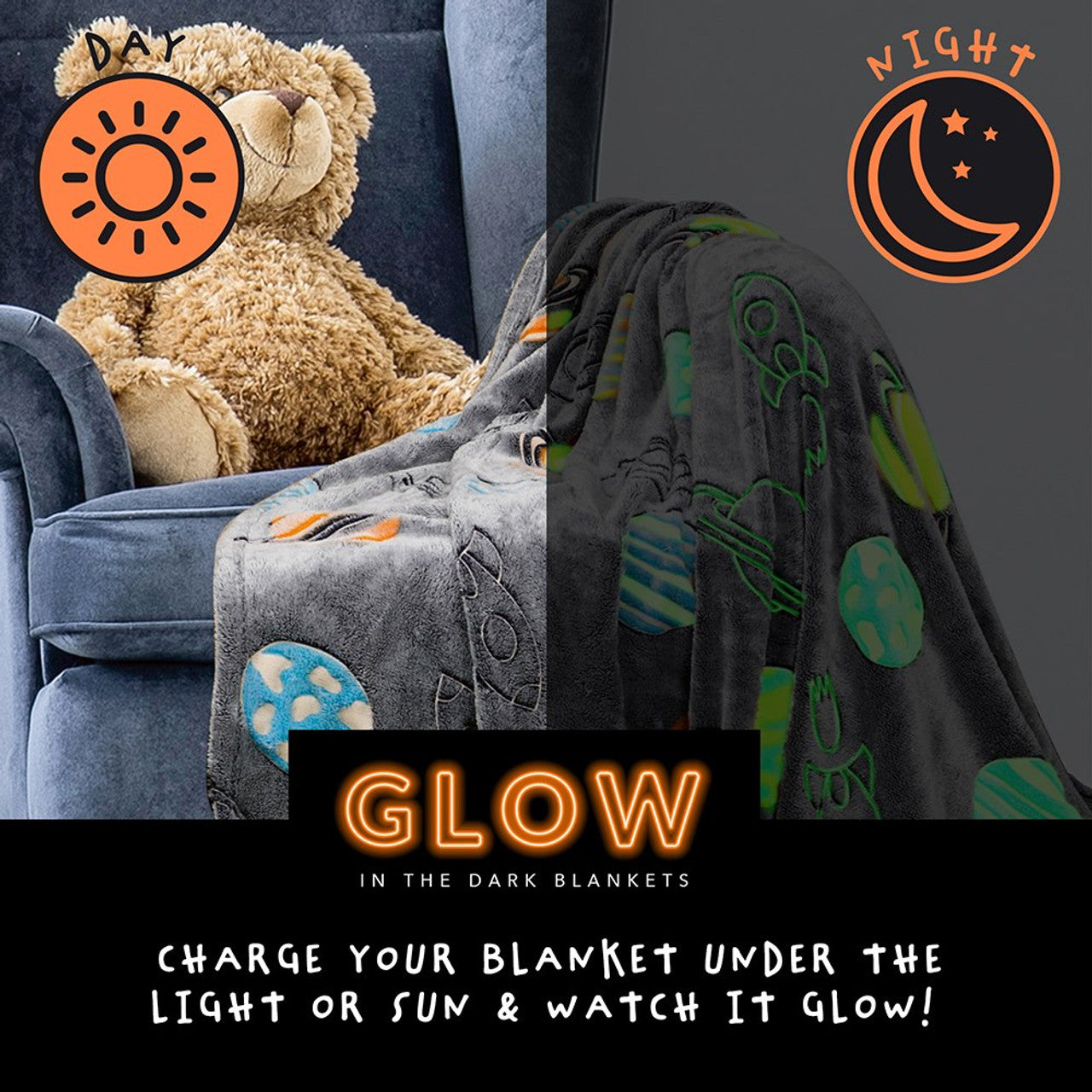 Space Glow in the Dark Blanket/Throw