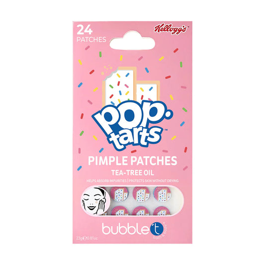bubble t kellogg’s pop-tarts pimple patches in their boxed packaging, showcasing the playful design