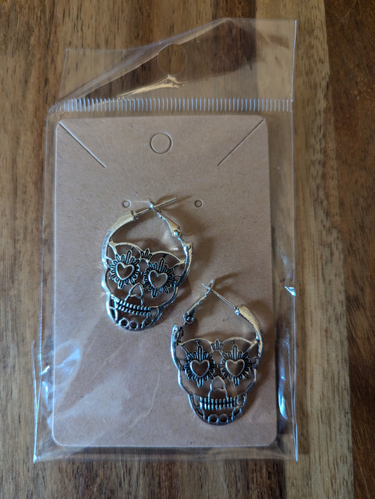 Silver Coloured Skull Earrings