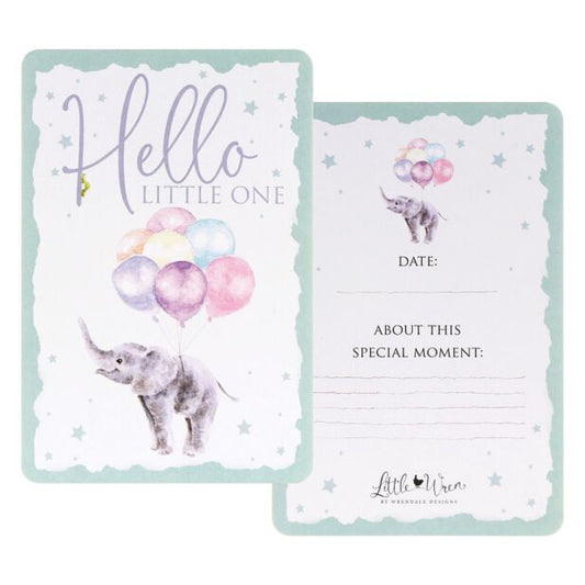 close view of baby milestone cards showing individual age and milestone designs for newborn photography